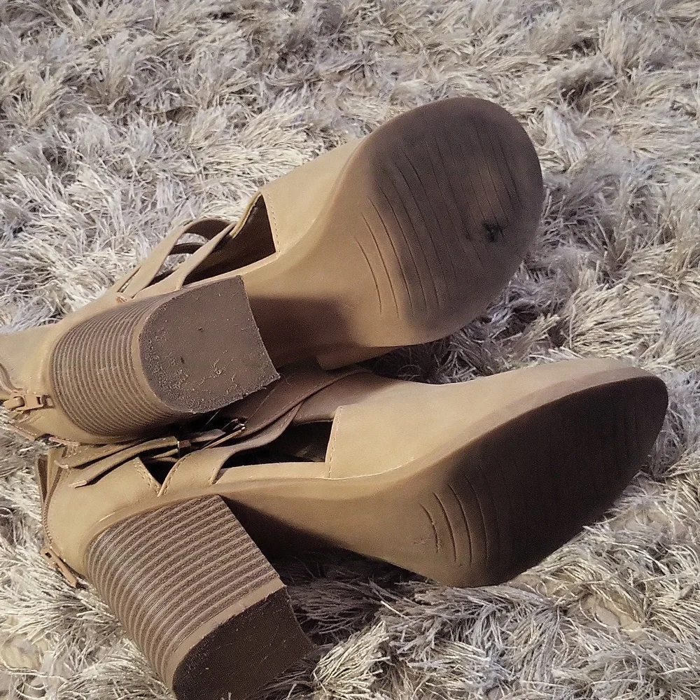 Soda Tan Heeled Ankle Boots with Buckles - Picture 6 of 6